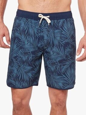 NWOT Fair Harbor Anchor Trunk Navy Palm Print Swim Trunks Men’s Size XL Beach